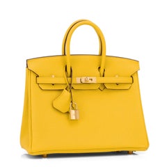 Hermes Birkin 25cm Jaune de Naples Gold Hardware Yellow Bag NEW