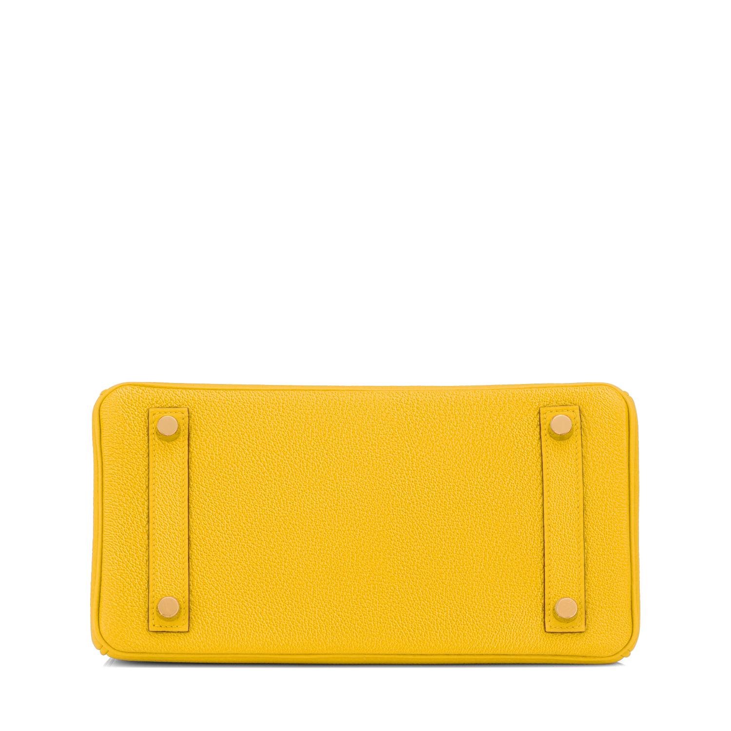 Women's Hermes Birkin 25cm Jaune de Naples Gold Hardware Yellow Bag NEW