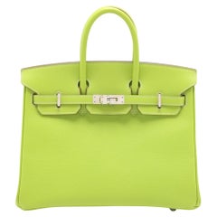 Hermes Birkin 25cm Kiwi & Chartreuse Epsom Leather Palladium Hardware