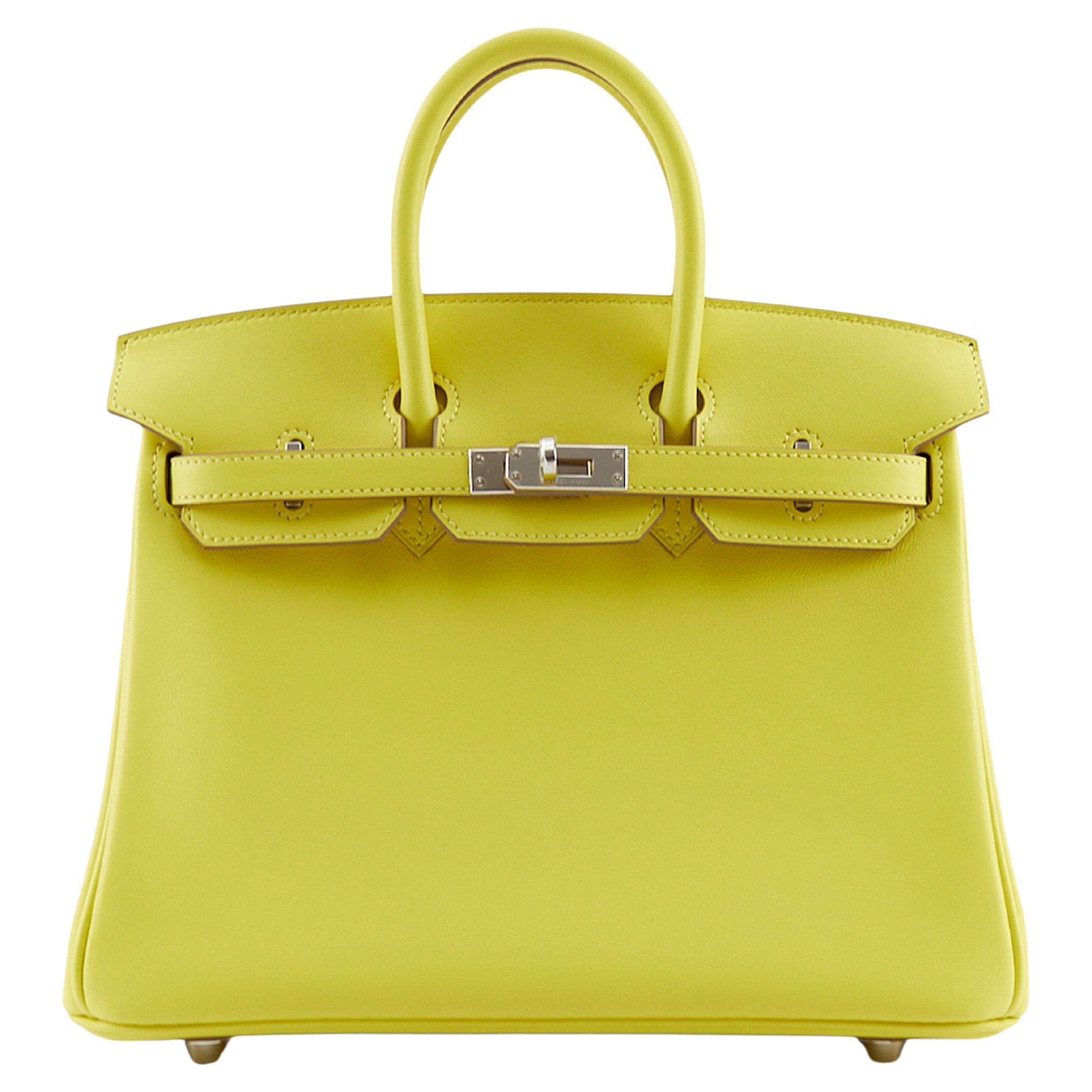 HERMÈS BIRKIN 25CM LIME Swift Leder mit Palladium Hardware im Angebot