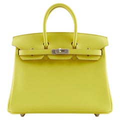 HERMÈS BIRKIN 25CM LIME Cuir Swift avec Palladium Hardware