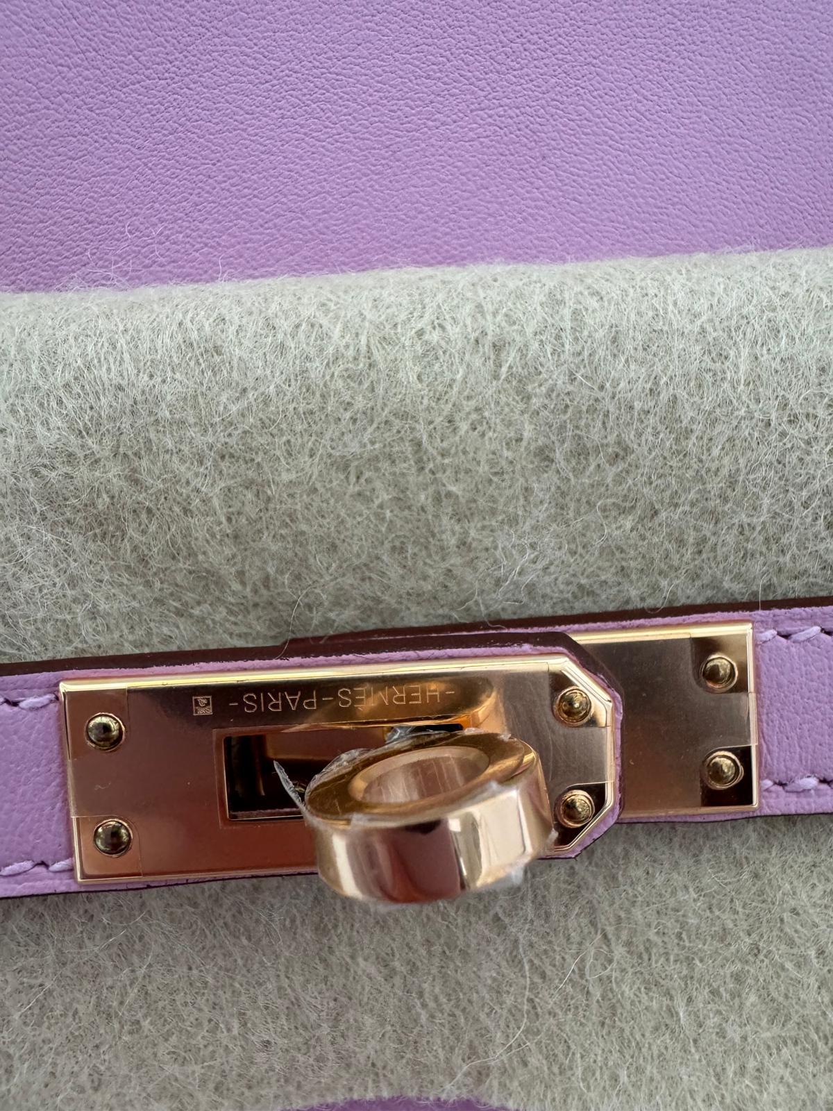 Hermes Birkin 25cm Mauve Sylvestre Swift Leather With Rose Gold Hardware Bag For Sale 4