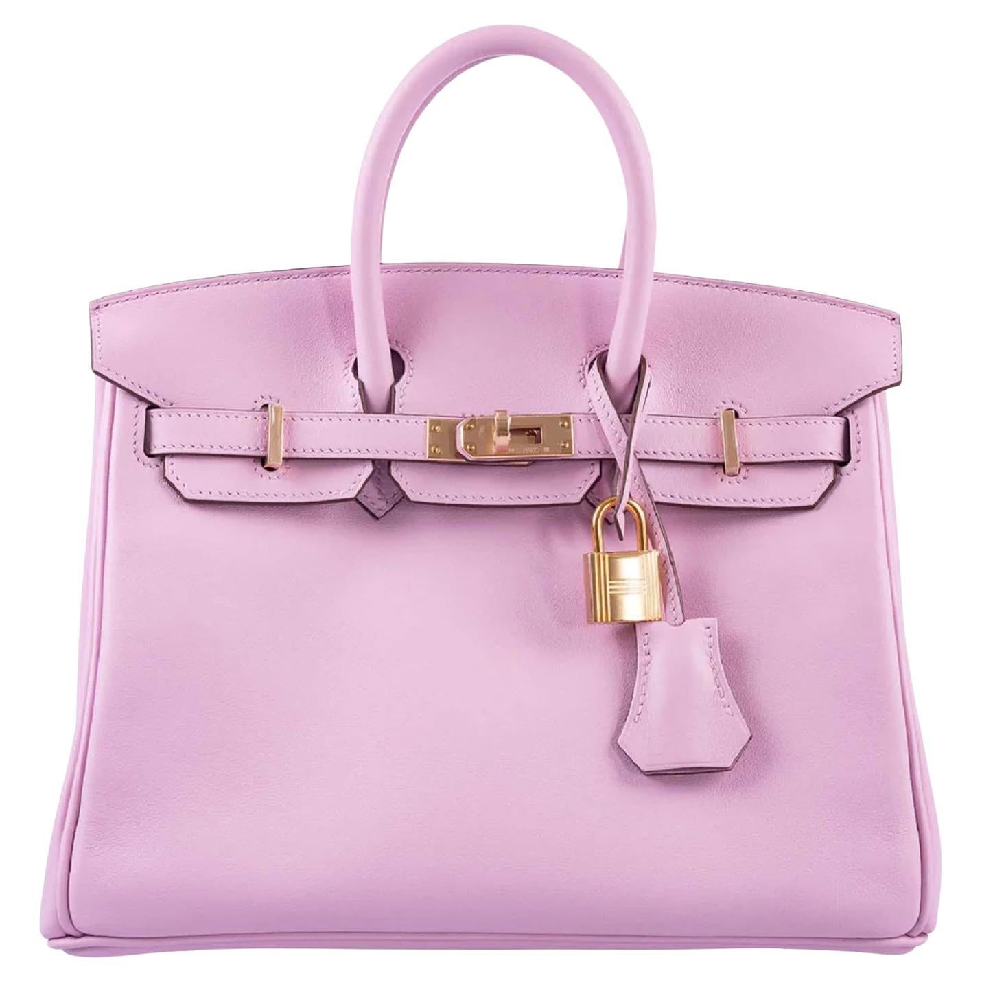 Hermes Birkin 25cm Mauve Sylvestre Swift Leather With Rose Gold Hardware Bag