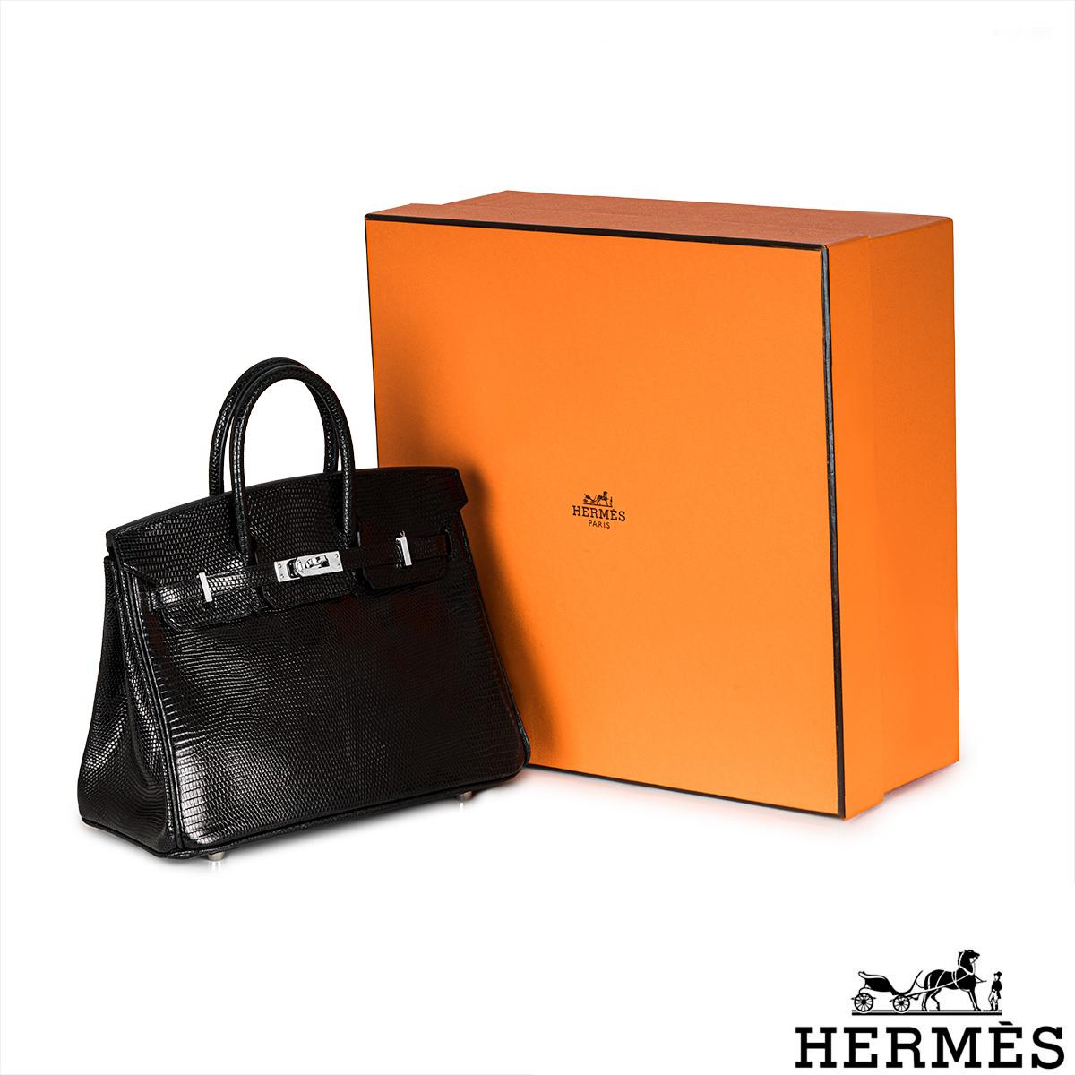 Hermès Birkin 25cm Noir Lezard Niloticus Lisse PHW For Sale 6