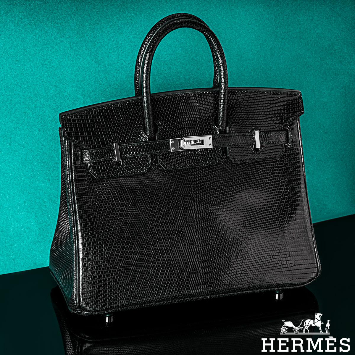Hermès Birkin 25cm Noir Lezard Niloticus Lisse PHW en vente 9