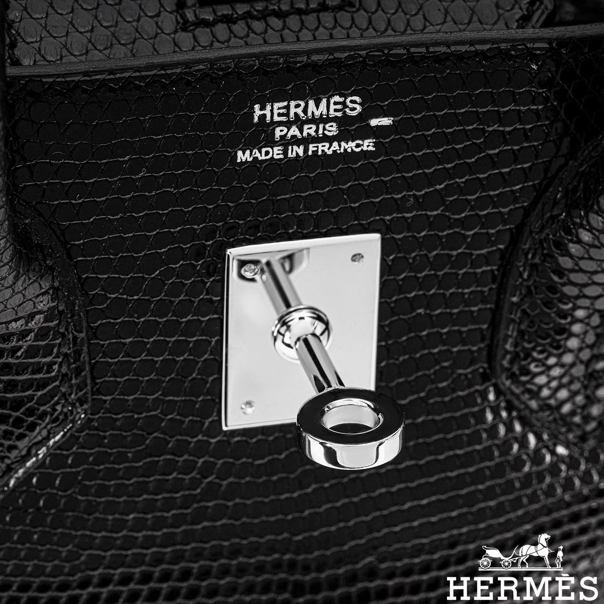 Hermès Birkin 25cm Noir Lezard Niloticus Lisse PHW For Sale 1
