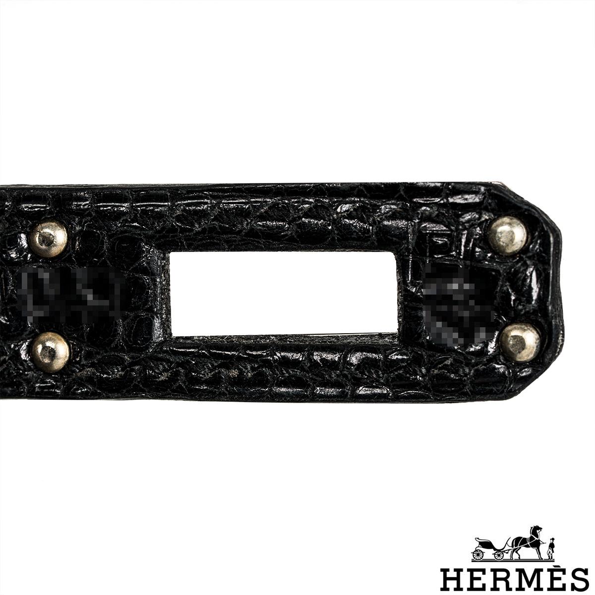 Hermès Birkin 25cm Noir Lezard Niloticus Lisse PHW For Sale 3