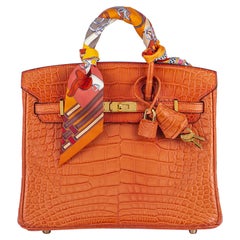 Hermès Birkin 25cm Orange Poppy Alligator Mississippiensis GHW