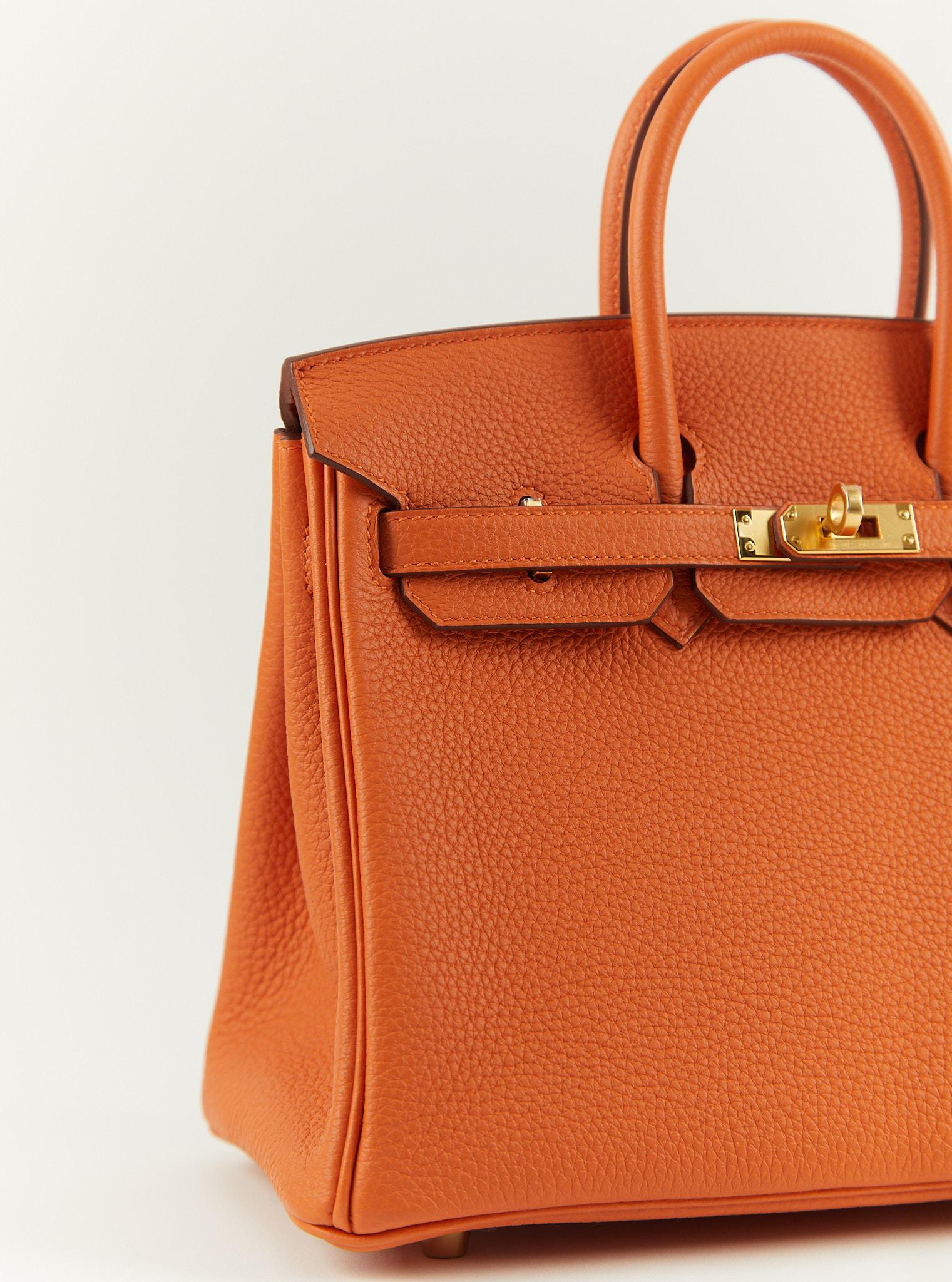 HERMÈS BIRKIN 25CM ORANGE Togo Leather with Gold Hardware In Excellent Condition For Sale In London, GB