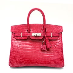 Hermes Birkin 25cm Rose Mexico Porosus Crocodile w/Palladium Hardware