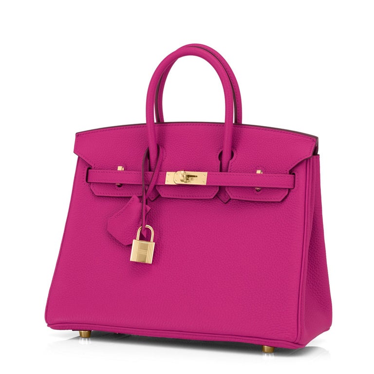 Hermes Kelly 25 Retourne Rose Pourpre Togo with gold plated hardware