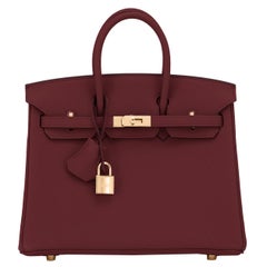 Hermes Birkin 25cm Rouge H Bordeaux Red Gold Hardware Bag Y Stamp, 2020