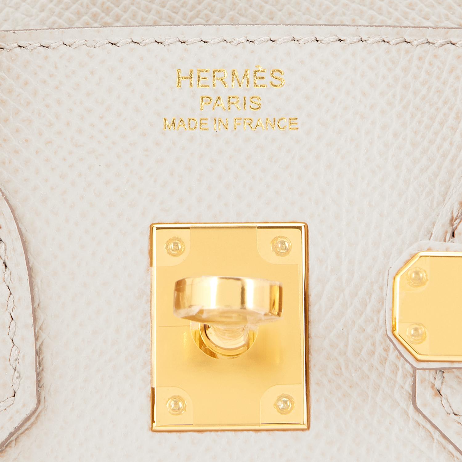 Hermes Birkin 25cm Sellier Craie Off-White Creme Epsom Gold U Stempel, 2022  im Angebot 2