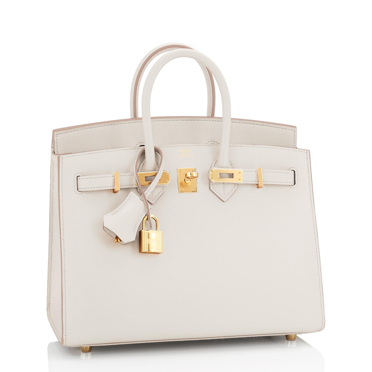 Hermes Birkin 25cm Sellier Craie Off White Cream Epsom Gold U Stamp, 2022 
Do not miss this perfect little jewel - the only Birkin you need day and night, all four seasons!
Just purchased from Hermes store; bag bears new 2022 interior U Stamp.
Brand