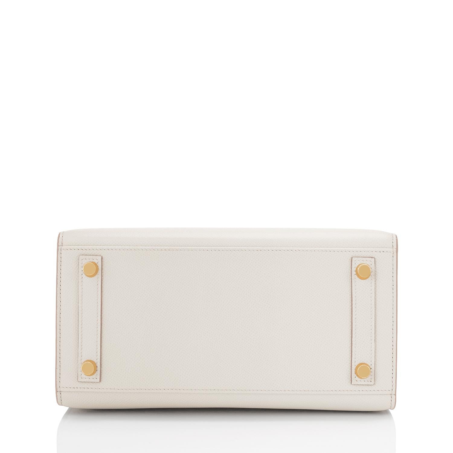 Hermès Birkin 25cm Sellier Craie Off-White Cream Epsom Gold U Stamp, 2022  en vente 1