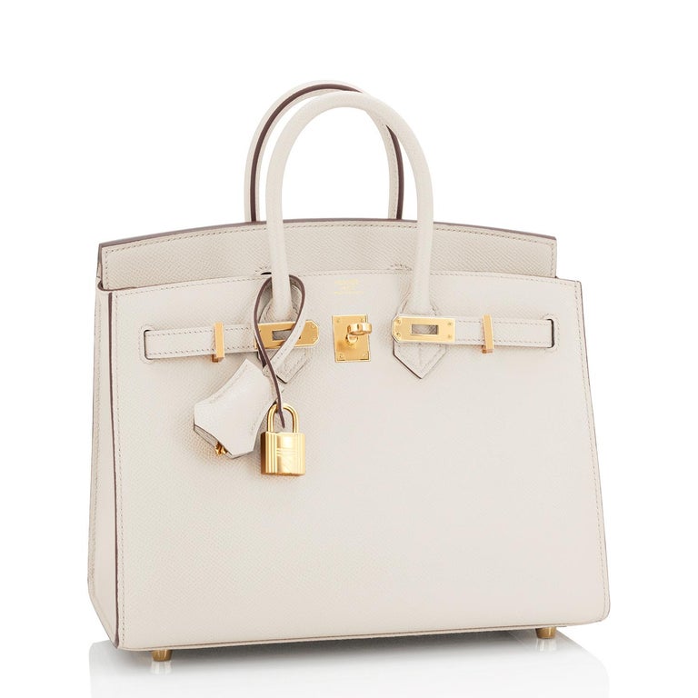 A NATA EPSOM LEATHER SELLIER BIRKIN 25 WITH GOLD HARDWARE