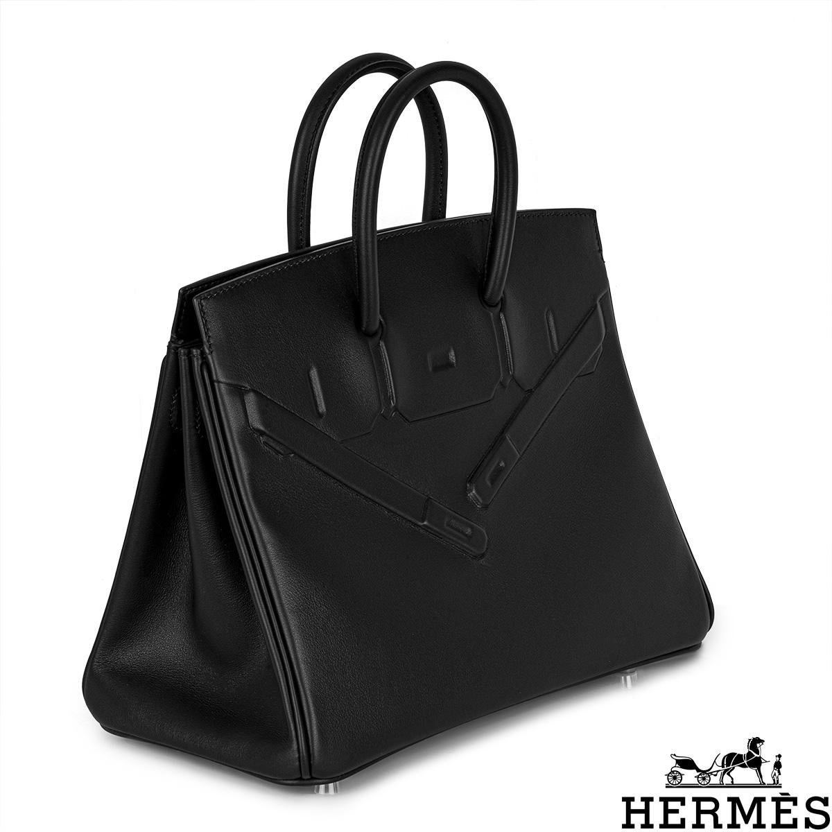 Hermès Birkin 25cm Schatten Schwarz Swift PHW im Zustand „Neu“ im Angebot in London, GB