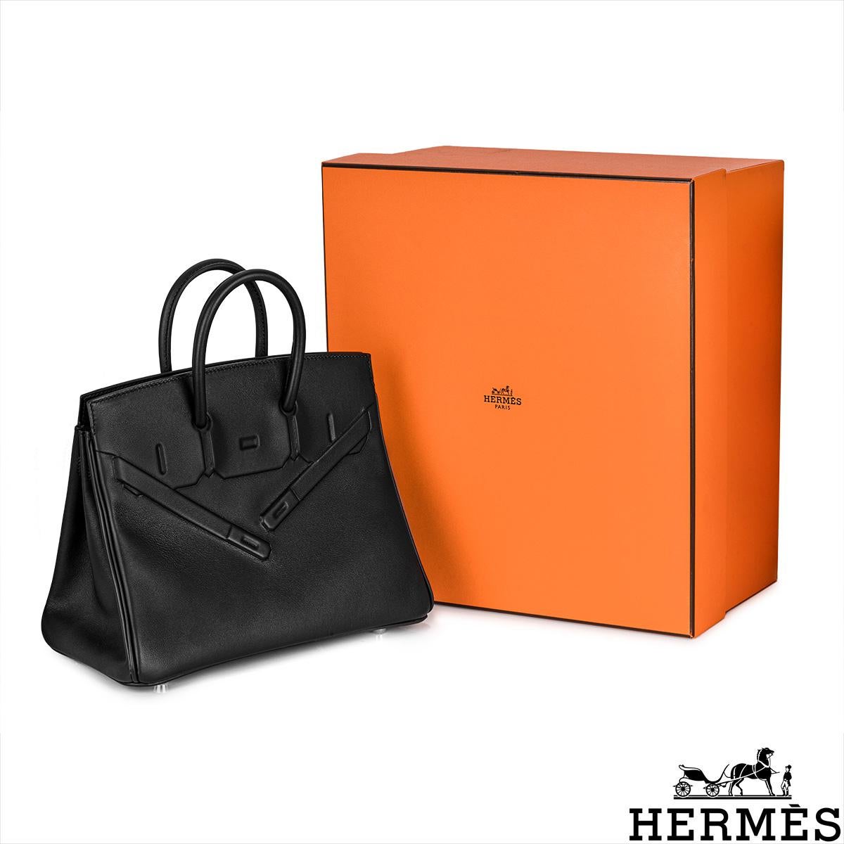Women's Hermès Birkin 25cm Shadow Black Swift PHW For Sale