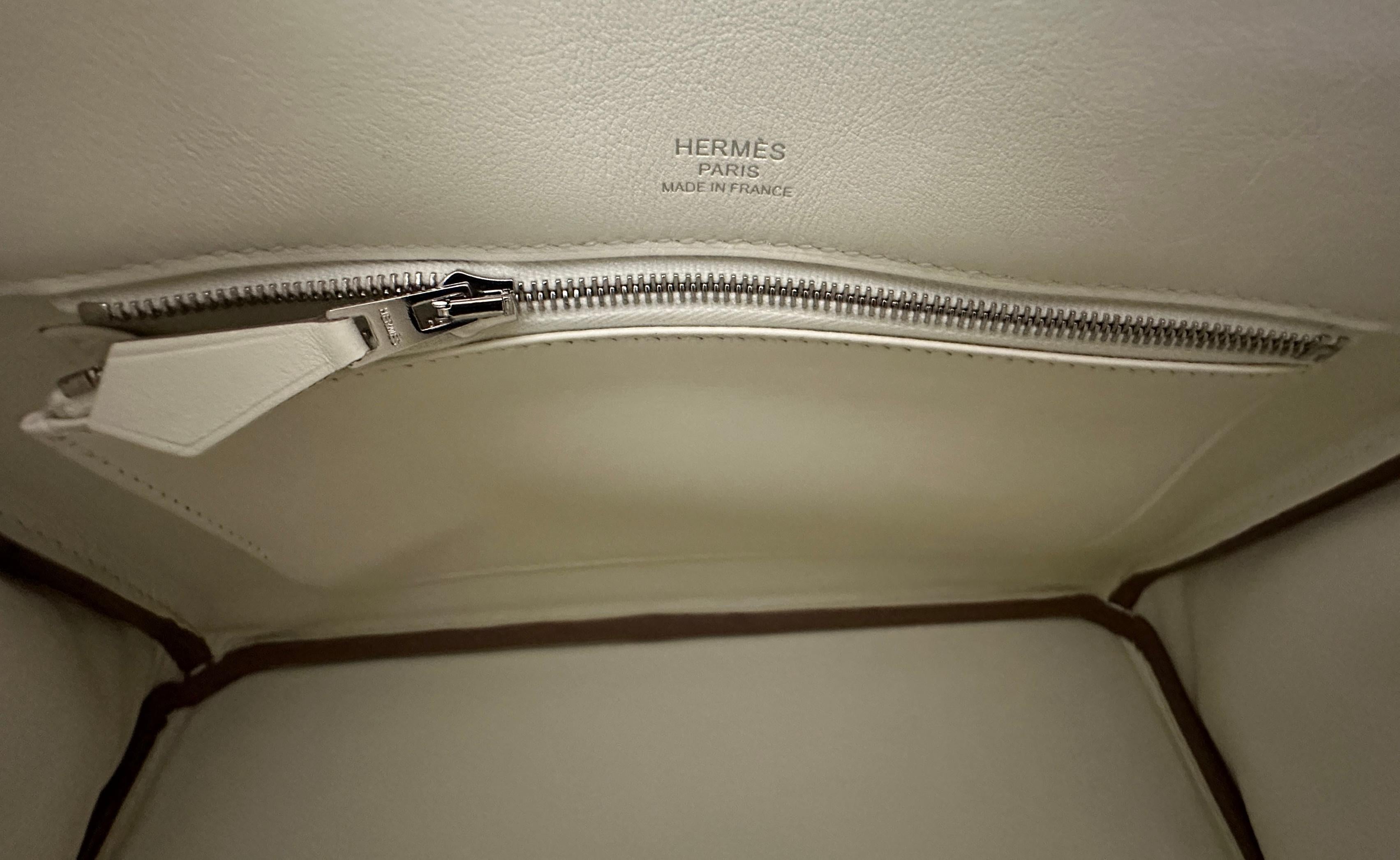 Hermès Birkin 25cm Shadow Mushroom Creamy White Swift PHW Bag Unisexe en vente