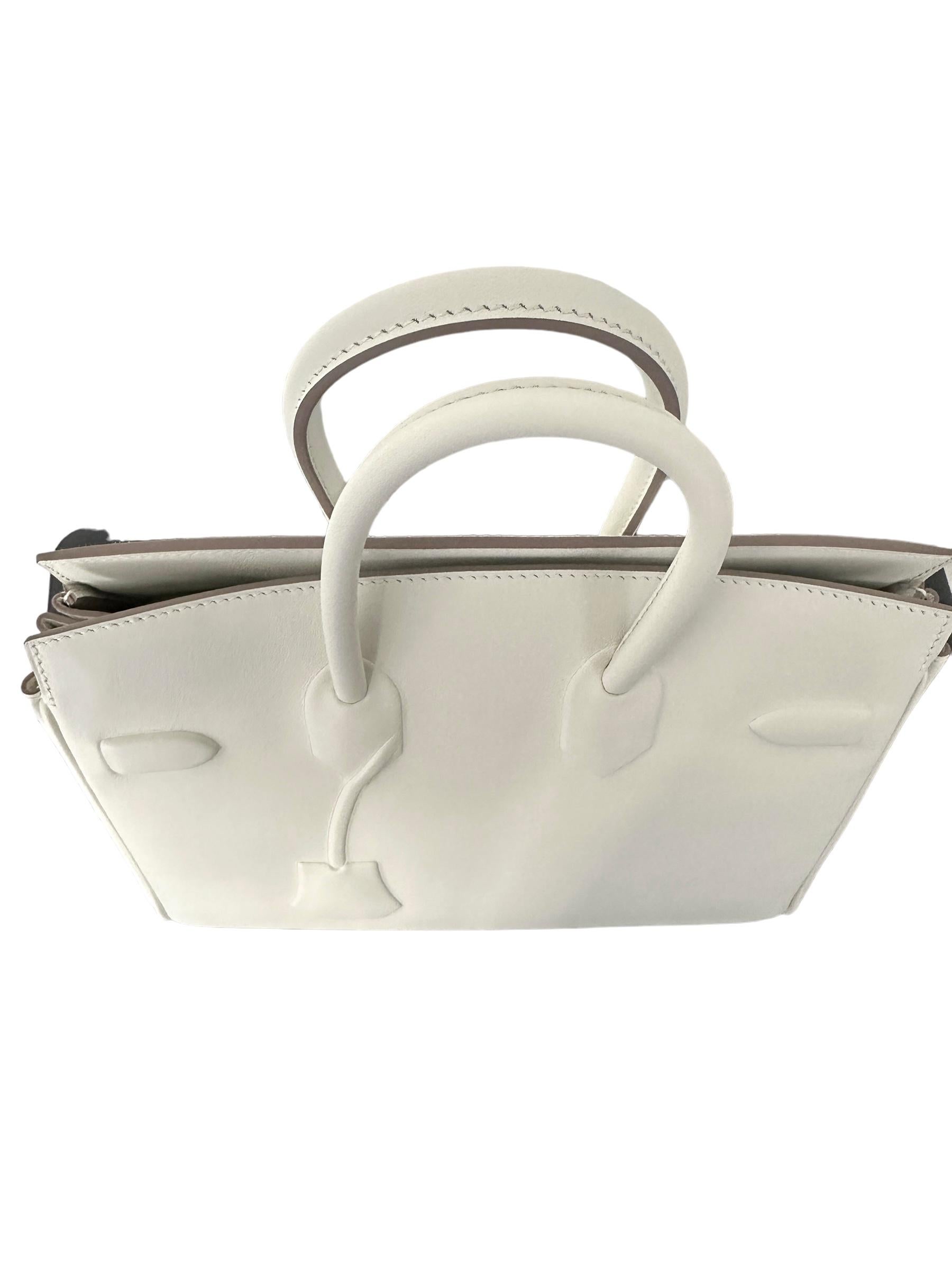 Hermès Birkin 25cm Shadow Mushroom Creamy White Swift PHW Bag For Sale 3