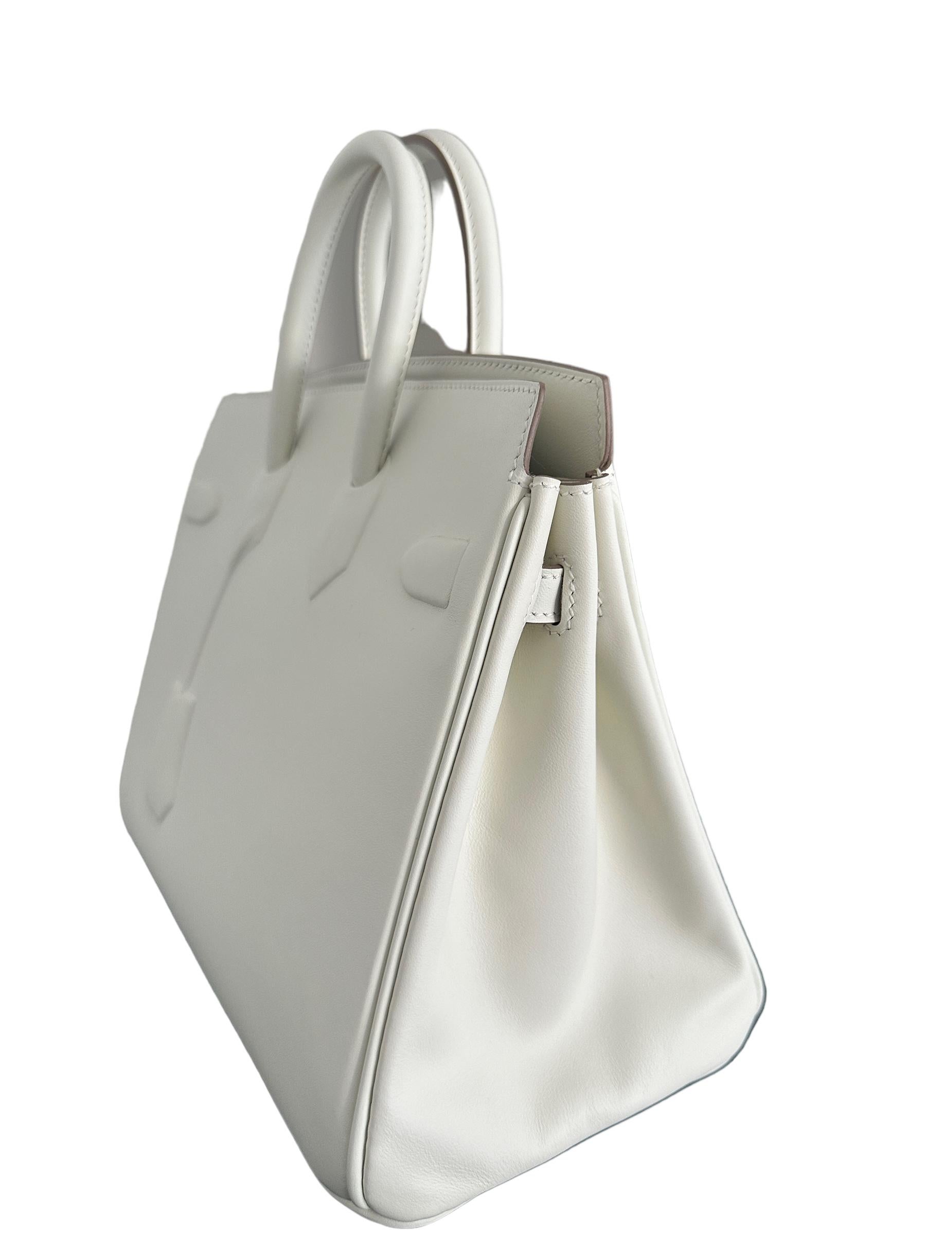 Hermès Birkin 25cm Shadow Mushroom Creamy White Swift PHW Bag en vente 5