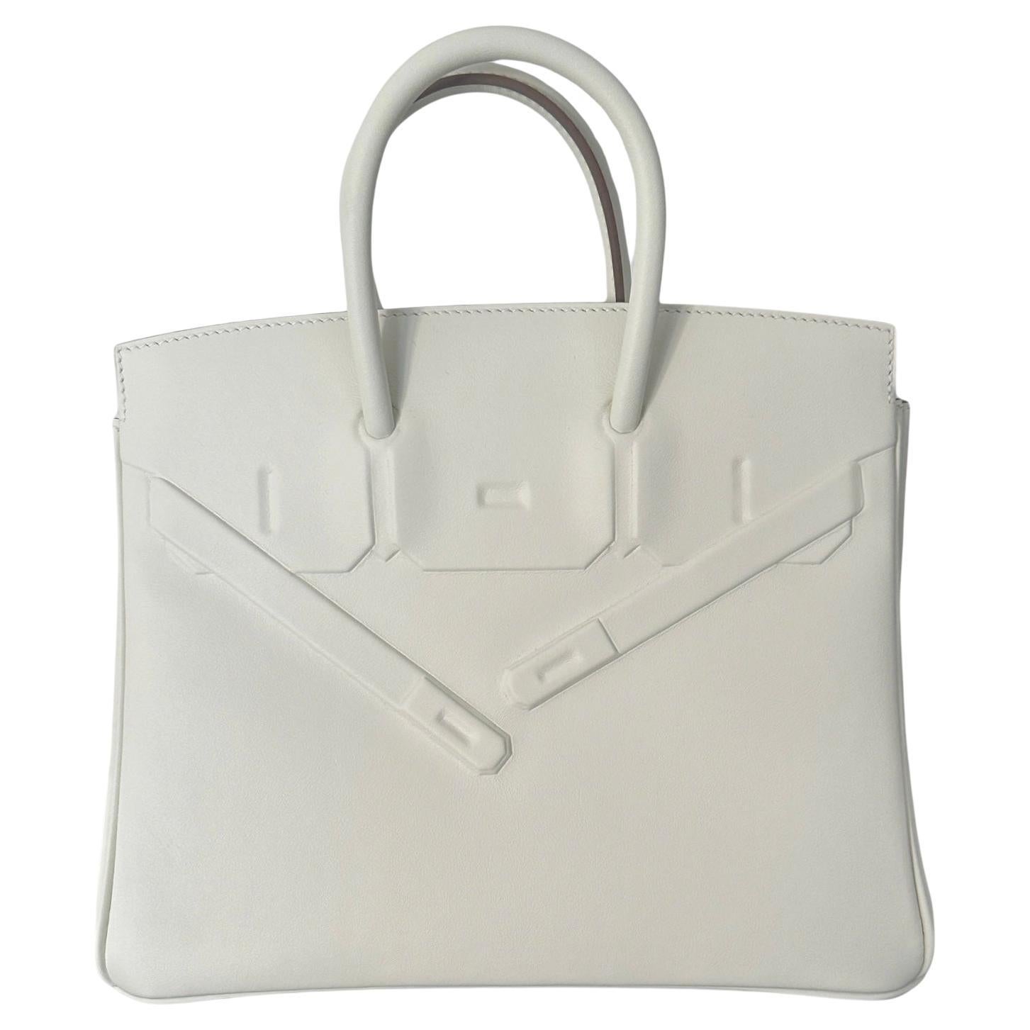 Hermès Birkin 25cm Shadow Mushroom Creamy White Swift PHW Bag For Sale