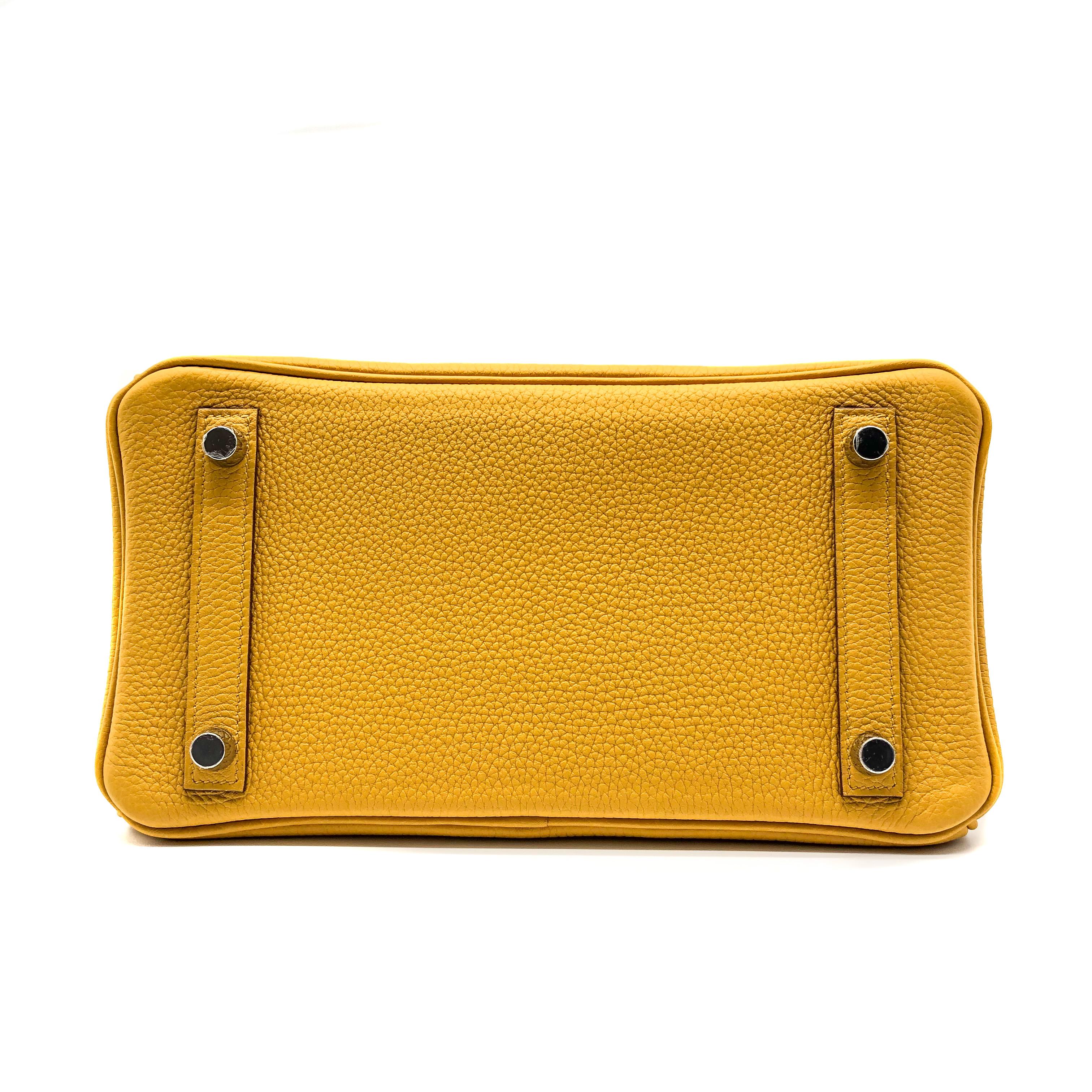 Orange Hermès Birkin 25cm Touch Jaune Amber Togo Leather & Shiny Niloticus Crocodile
