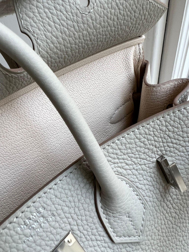 HM BIRKIN 25CM GRIS PERLE CROCODILE AND TOGO LEATHER SILVER HARDWARE