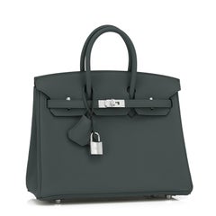 Hermes Birkin 25cm Vert Rousseau Togo Palladium Bag Deep Green Y Stamp, 2020