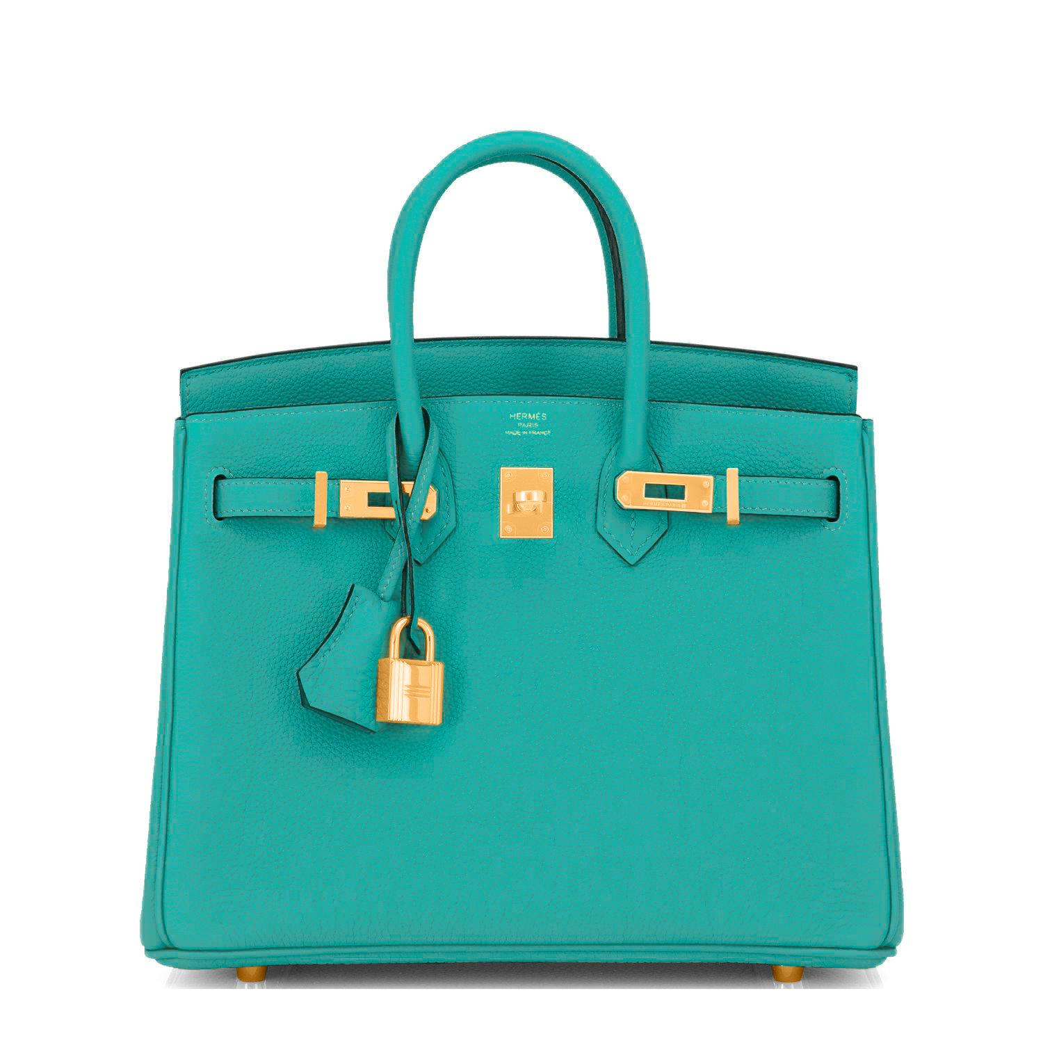 Blu Hermes Birkin 25cm Vert Verone Jewell-Toned Lagoon Togo Gold HardwareBag NEW