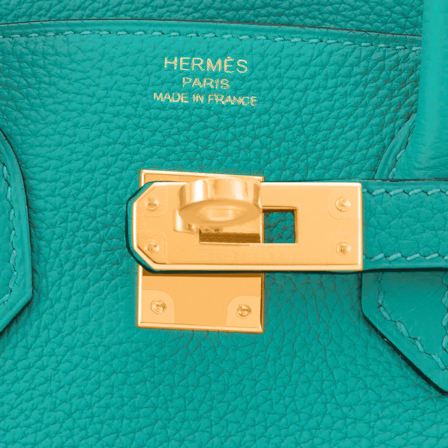 Hermes Birkin 25cm Vert Verone Jewell-Toned Lagoon Togo Gold HardwareBag NEW 5