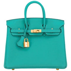 Hermes Birkin 25cm Vert Verone Jewell-Toned Lagoon Togo Gold HardwareBag NEW