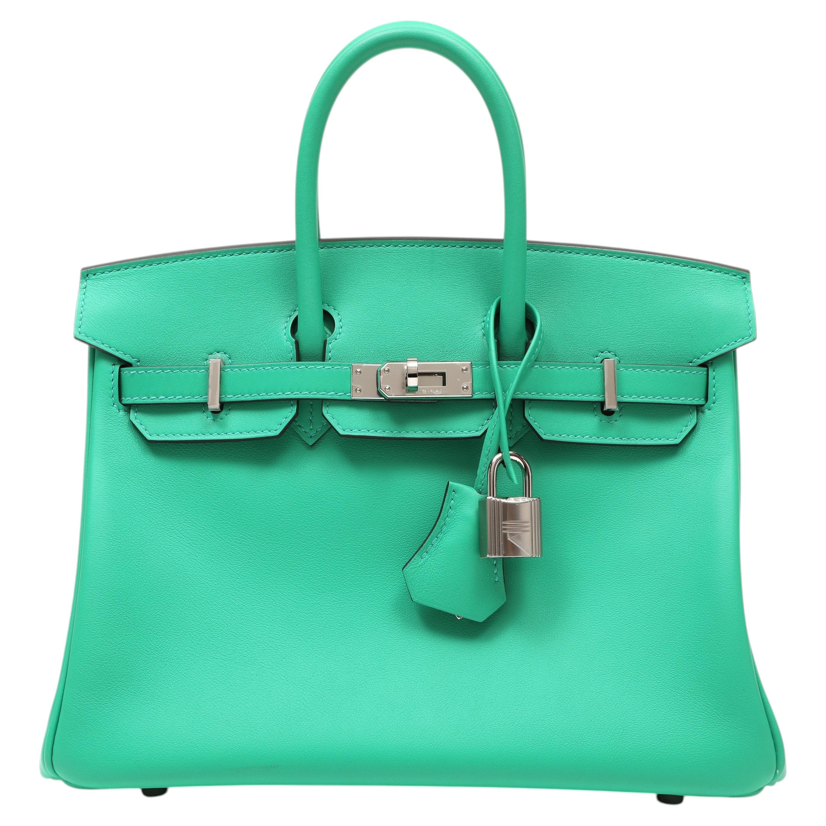 Hermès Birkin 25cm Vert Menthe Swift con hardware in palladio in vendita
