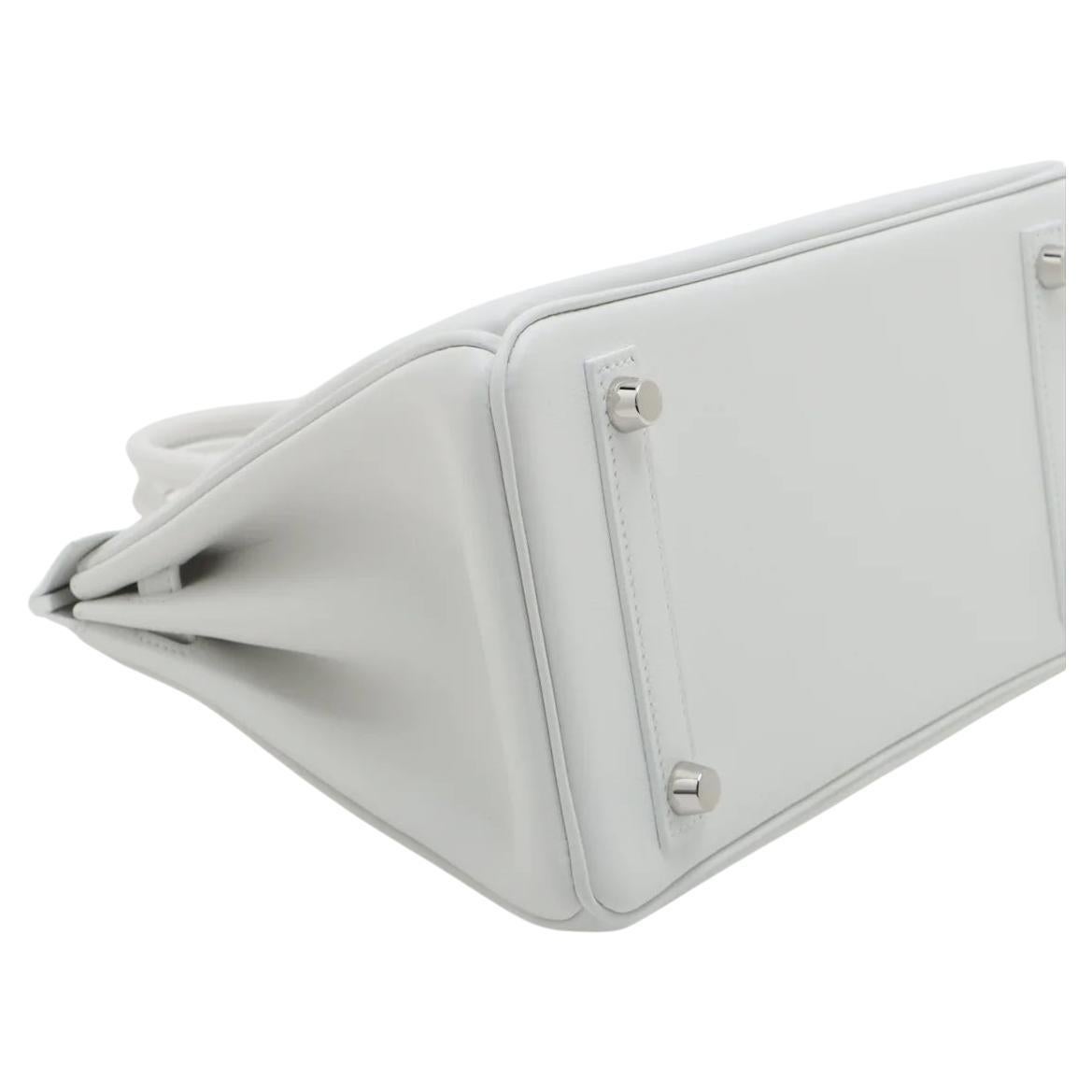 Hermes Birkin 25cm White Swift Leather Palladium Hardware For Sale 2