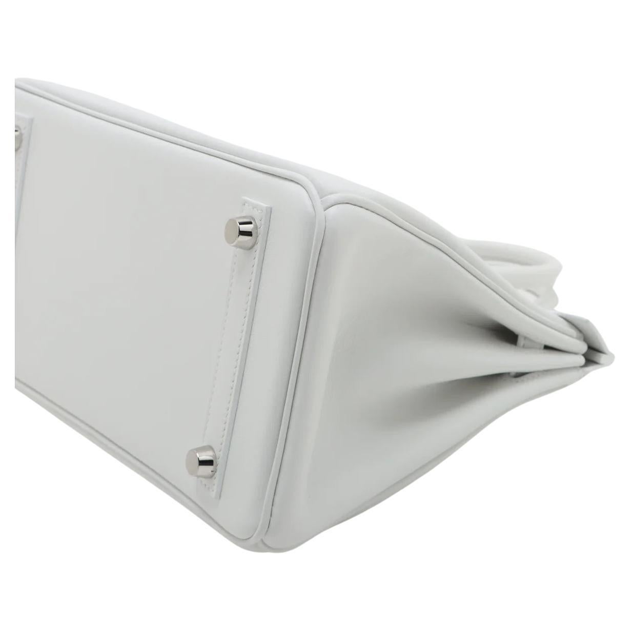 Hermes Birkin 25cm White Swift Leather Palladium Hardware For Sale 3