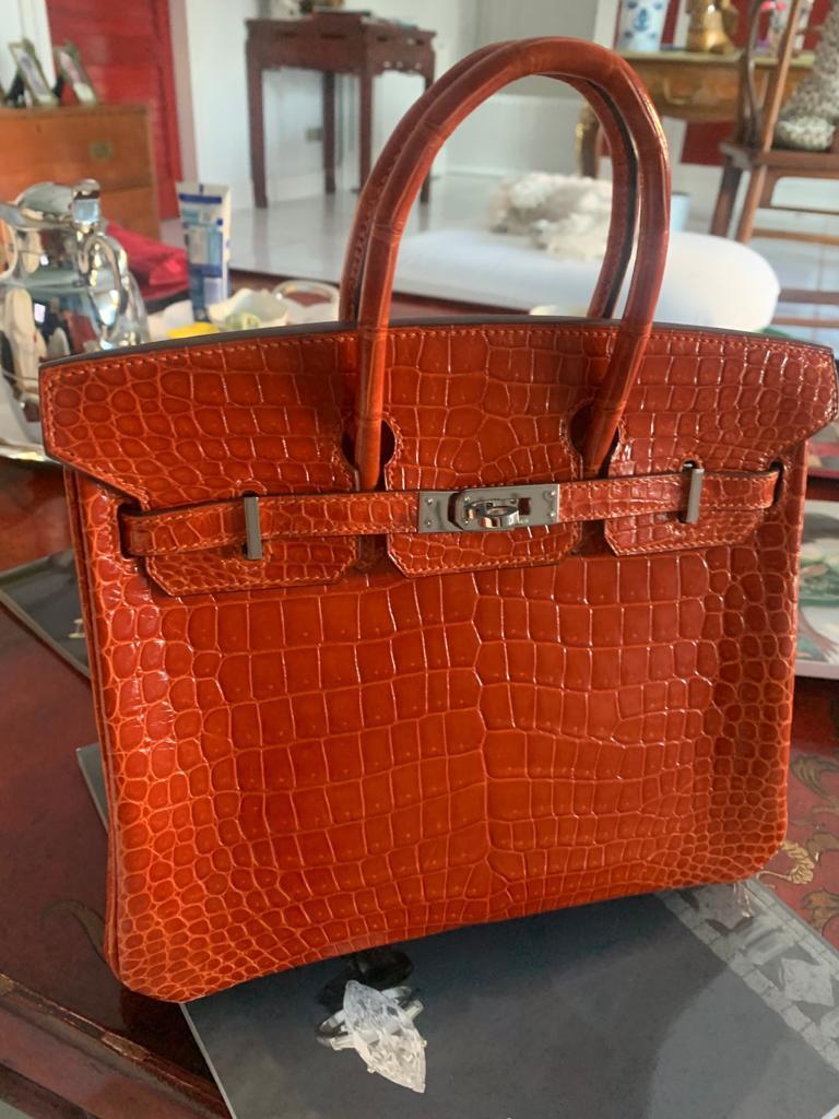 Women's  Hermès Birkin 28  Crocodile Porusus Handbag  For Sale