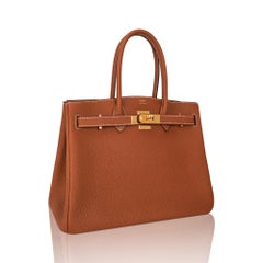 Hermès Birkin 30 3 in 1 in pelle Togo dorata con finiture dorate.