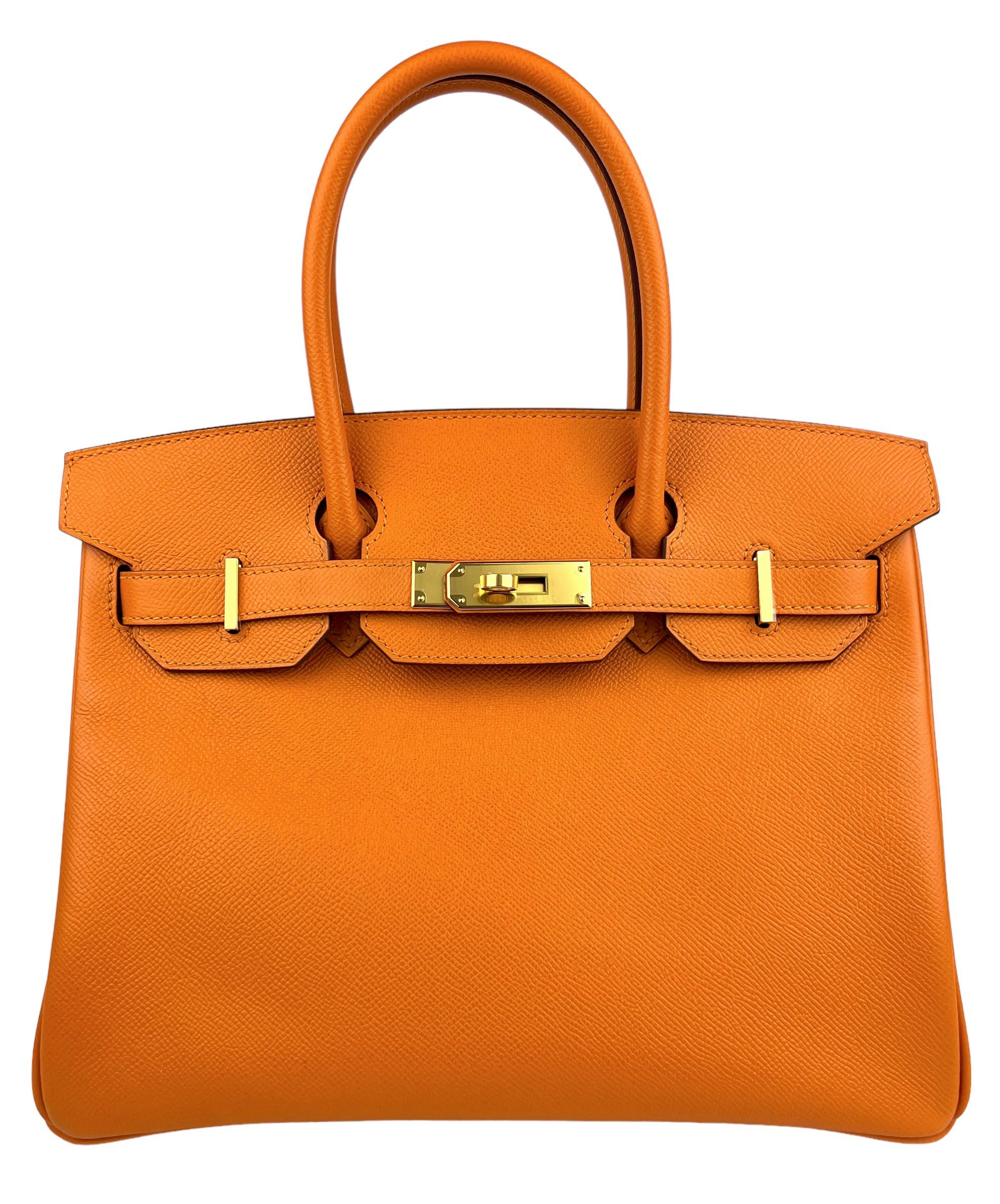 Stunning As New Hermes Birkin 30 Orange Apricot Epsom Leather complimented by Gold Hardware. As New Condition Plastic on all Hardware. 2019 D Stamp.

Shop with confidence from Lux Addicts. Authenticity Guaranteed! 

Lux Addicts is a Premier Luxury