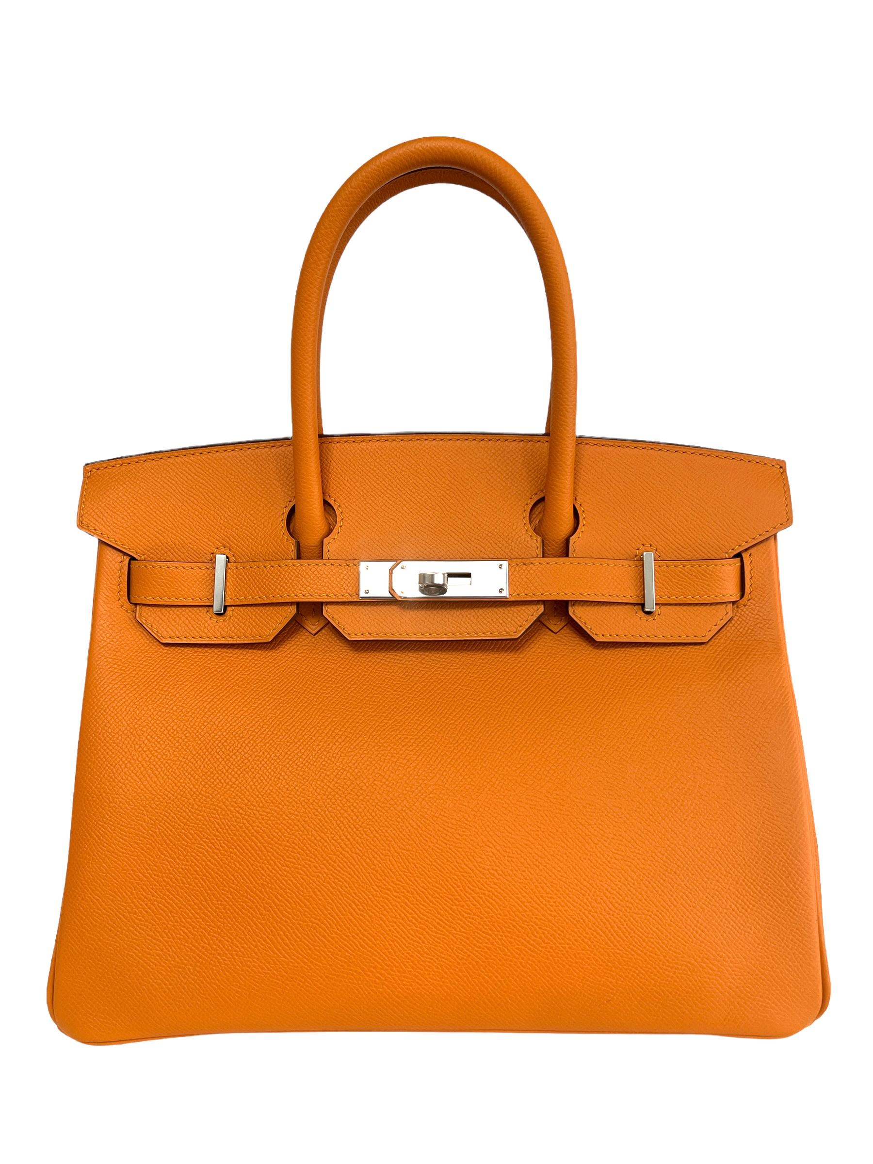 Absolutely Stunning Like New Condition Hermes Birkin 30 Apricot Orange Epsom Complimented by Palladium Hardware. 2018 with plastic on all hardware and feet. 

Shop with Confidence from Lux Addicts. Authenticity Guaranteed! 
