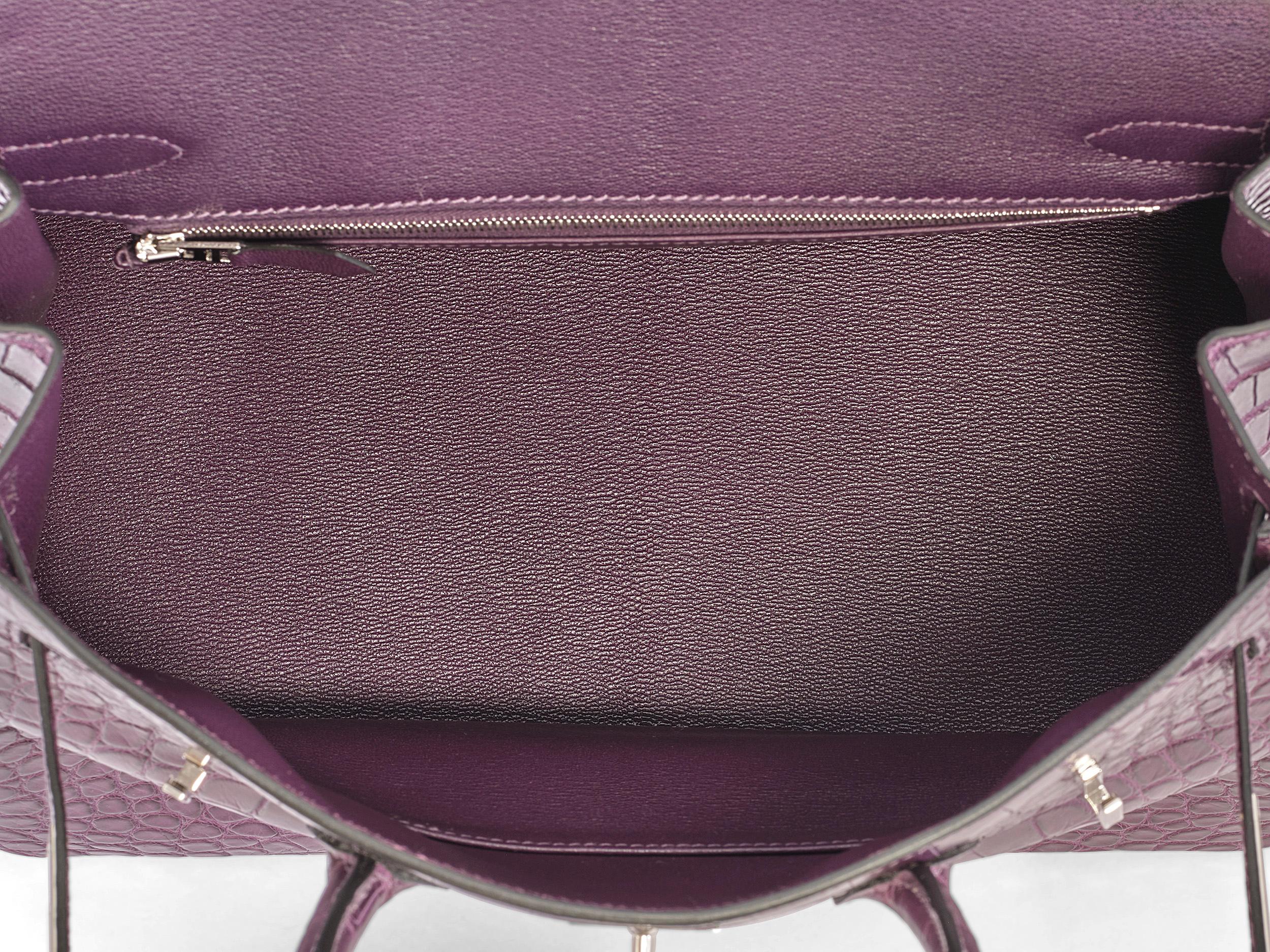 Hermès Birkin 30 Alligatore Opaco Ametista Hardware Palladio in vendita 2
