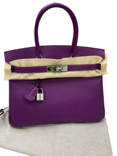 Hermes Birkin 30 Anemone Epsom Leder mit Palladium Turn Schloss und Hardware