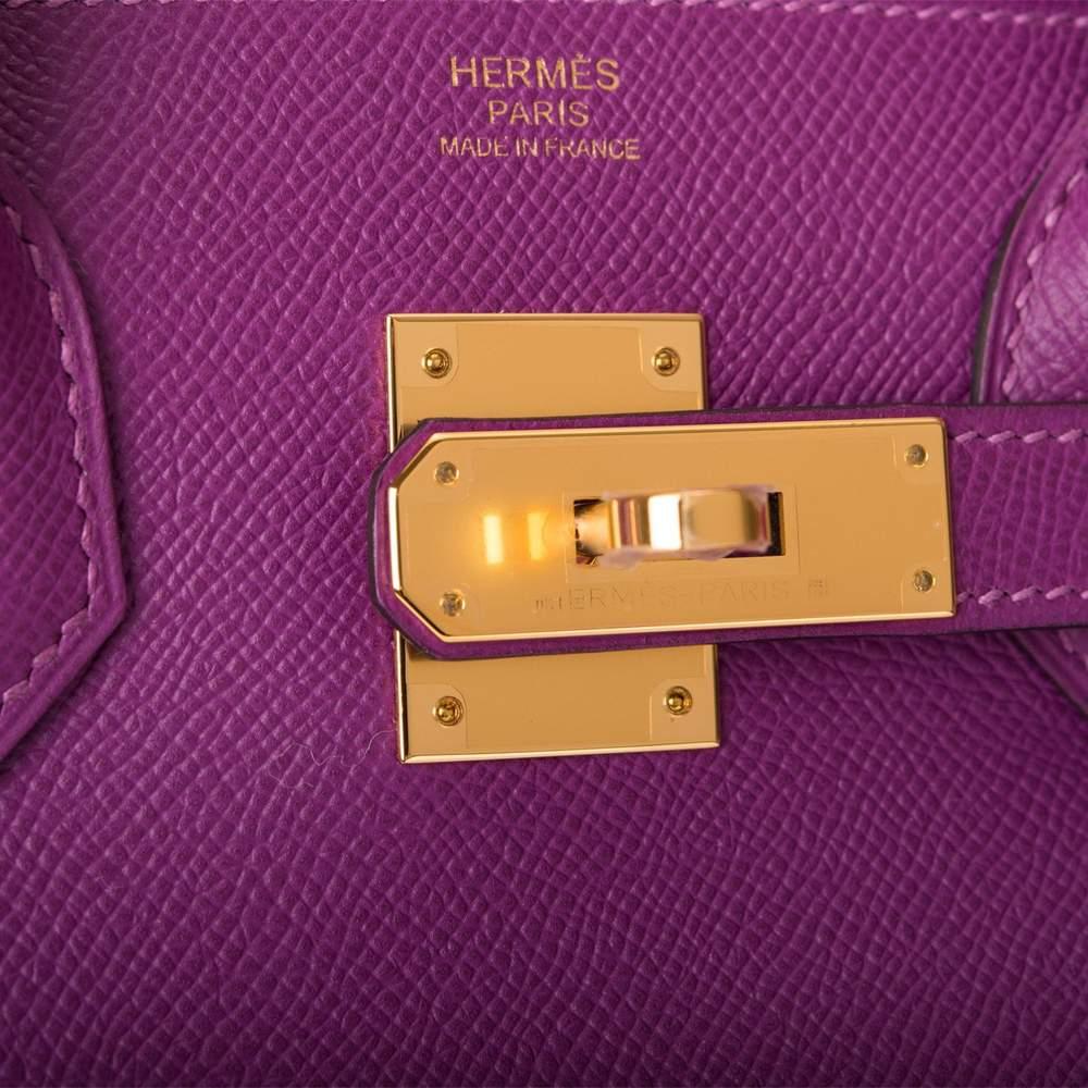 Hermes Birkin 30 Anemone Purple Epsom Gold Hardware Exotic Beauty 2