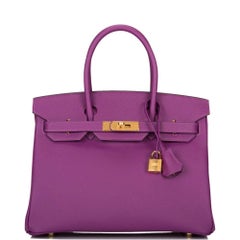 Hermes Birkin 30 Anemone Purple Epsom Gold Hardware Exotic Beauty