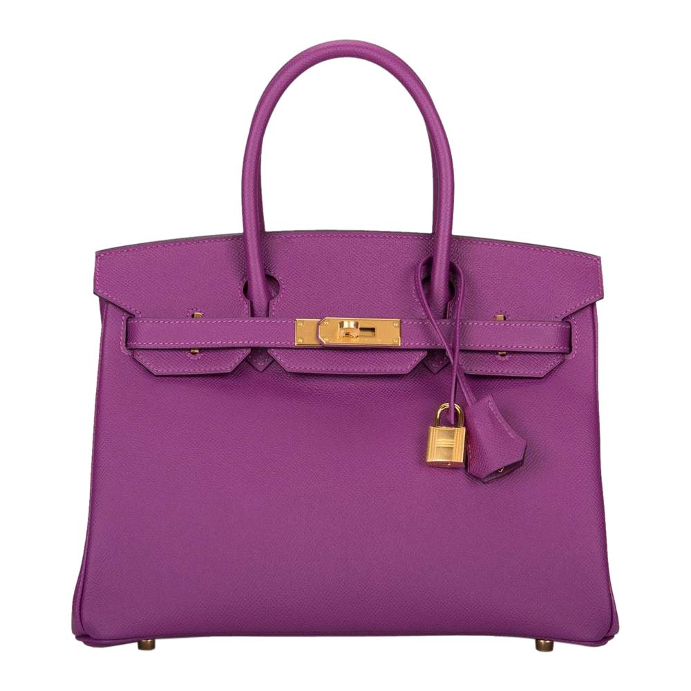 Hermes Birkin 30 Anemone Purple Epsom Gold Hardware Exotic Beauty