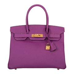 Hermes Birkin 30 Anémone Purple Epsom Gold Hardware Beauté exotique