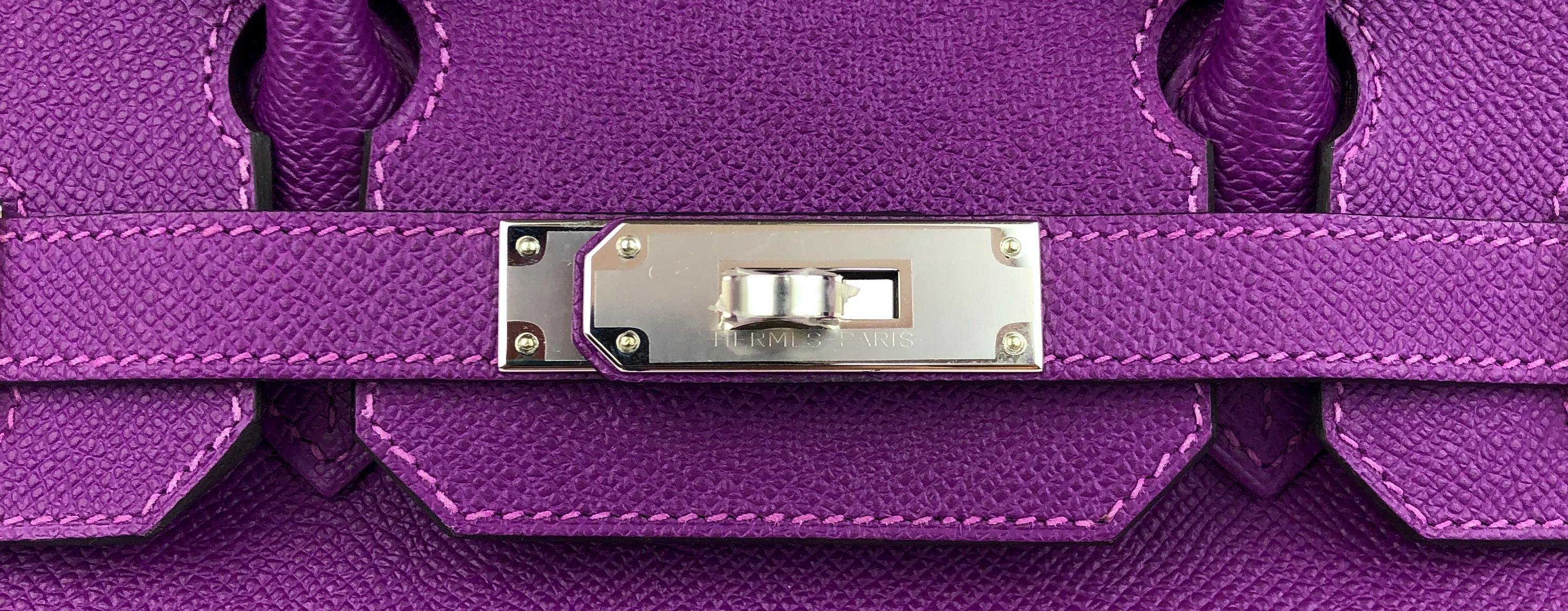 Hermes Birkin 30 Anemone Purple Epsom Leather Palladium Hardware NEW For Sale 1