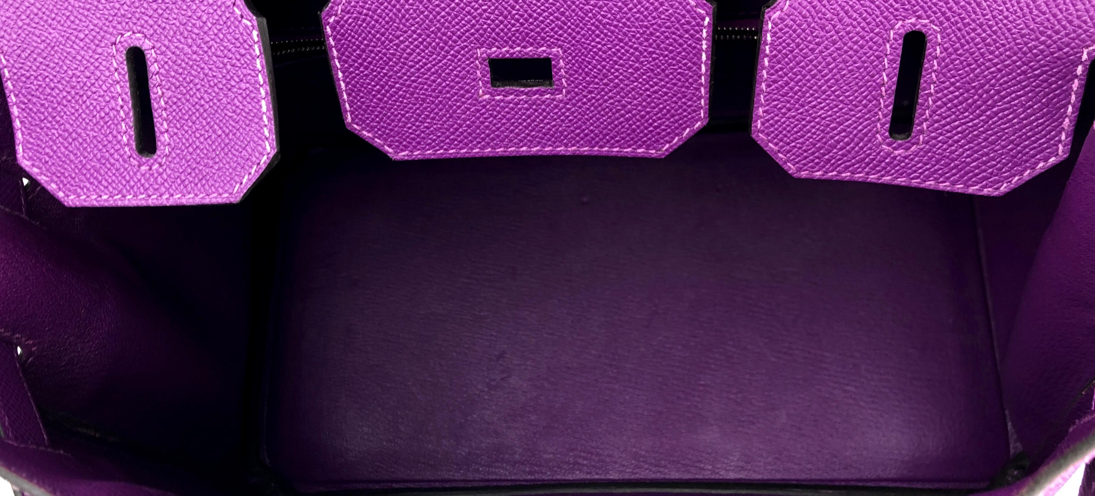 Hermes Birkin 30 Anemone Purple Epsom Leather Palladium Hardware NEW 3