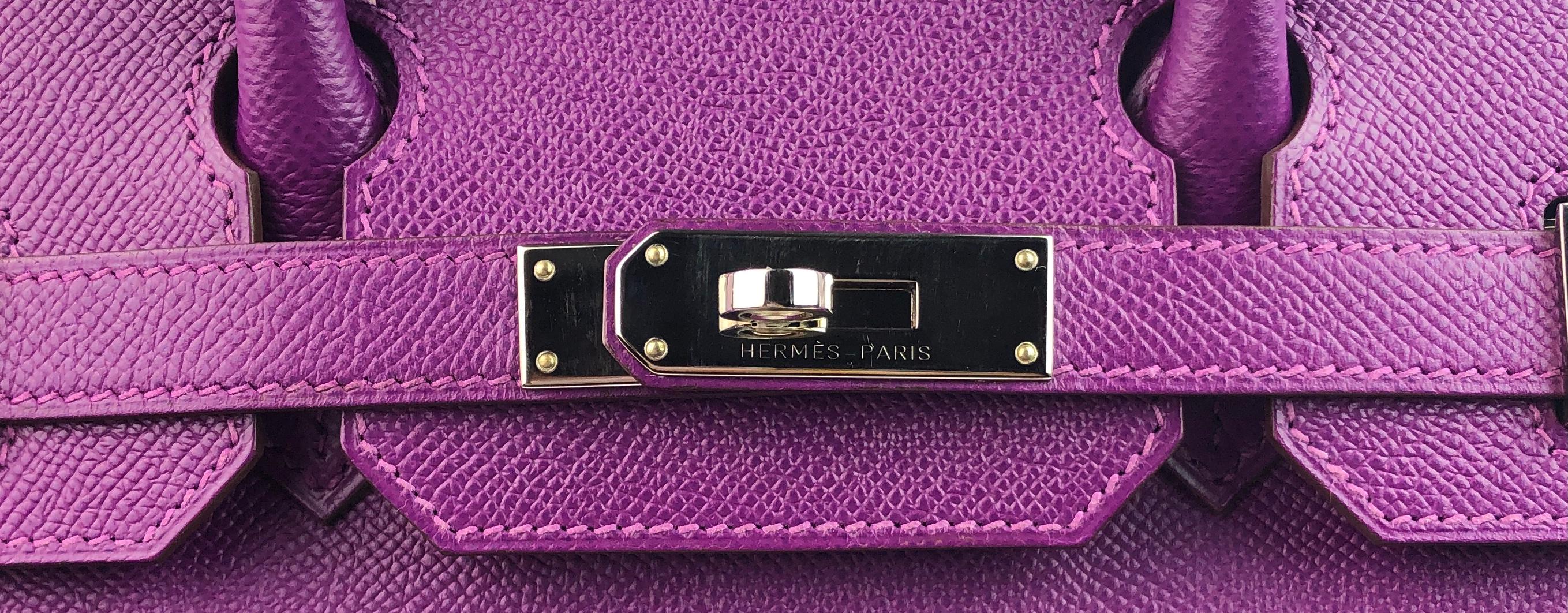 Hermes Birkin 30 Anemone Purple Epsom Palladium Hardware  1