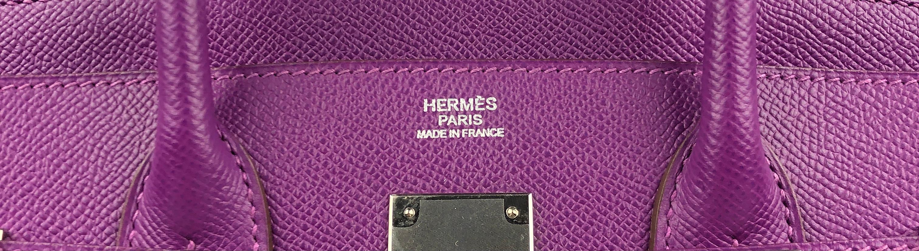 Hermes Birkin 30 Anemone Purple Epsom Palladium Hardware  In New Condition In Miami, FL