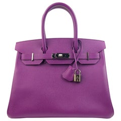 Hermes Birkin 30 Anemone Purple Epsom Palladium Hardware